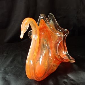 Hand Blown Glass Swan Napkin Holder Murano Italy
